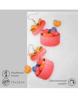 Серьги «Сердца» коробочки, цветные в золоте арт. СМЛ-255531-1-СМЛ0009609136