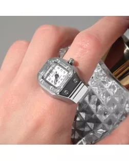 Кольцо «Время» часы квадрат, цвет серебро арт. СМЛ-269660-1-СМЛ0009609165