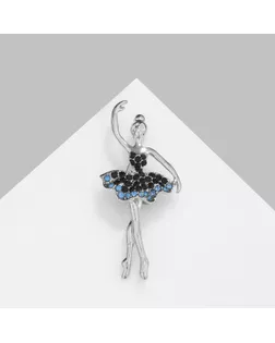 Брошь «Балерина» изящная, цвет сине-голубой в серебре арт. СМЛ-255677-1-СМЛ0009613818