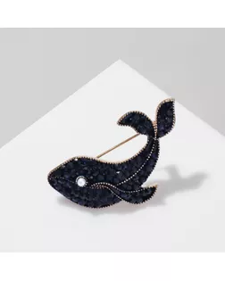 Брошь «Кит», цвет бело-синий в золоте арт. СМЛ-263689-1-СМЛ0009626962