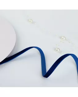 Лента бархатная, 6 мм, 18 ± 1 м, цвет синий №47 арт. СМЛ-244830-4-СМЛ0009626994