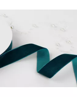 Лента бархатная, 25 мм, 18 ± 1 м, цвет изумрудный №72 арт. СМЛ-21309-3-СМЛ0009627003