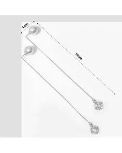 Серьги с жемчугом «Бусина» кружки, цвет белый в серебре арт. СМЛ-278480-1-СМЛ0009643946