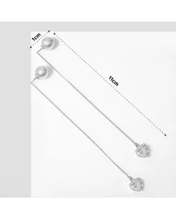 Серьги с жемчугом «Бусина» сердечки, цвет белый в серебре арт. СМЛ-256203-2-СМЛ0009643948