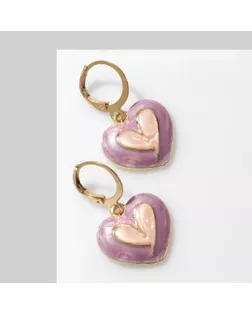 Серьги эмаль «Сердце», цвет сиренево-розовый в золоте арт. СМЛ-256508-2-СМЛ0009667880