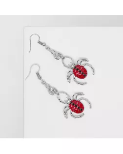 Серьги эмаль «Пауки», цвет чёрно-красный в чернёном серебре арт. СМЛ-256545-1-СМЛ0009667957