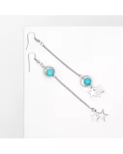 Серьги «Звёзды» бирюза, цвет голубой в серебре арт. СМЛ-256546-1-СМЛ0009667958