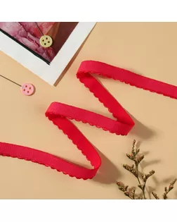 Резинка становая, с ажурным краем, 10 мм, 10 ± 0,5 м, цвет красный арт. СМЛ-242693-5-СМЛ0009667962