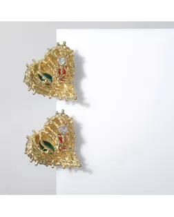 Серьги со стразами «Сердце» в проволоке, цветные в золоте арт. СМЛ-278851-2-СМЛ0009667999