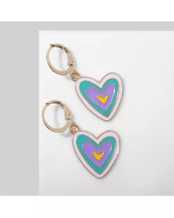 Серьги эмаль «Сердце», цветные в золоте арт. СМЛ-256646-1-СМЛ0009669409