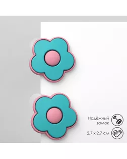 Серьги пластик «Цветочки», цвет розово-зелёный арт. СМЛ-256657-1-СМЛ0009669440