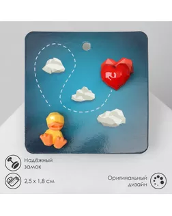 Серьги пластик «Абстракция» утка и сердце, цвет жёлто-красный арт. СМЛ-256692-1-СМЛ0009669524