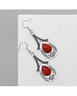 Серьги «Этника» объёмная капля, цвет красный в чернёном серебре арт. СМЛ-257010-1-СМЛ0009679641