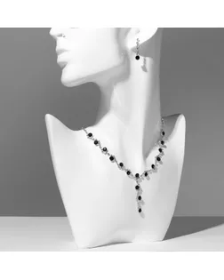 Набор 2 предмета: серьги, колье «Элит» классика, цвет бело-зелёный в серебре, 30 см арт. СМЛ-278180-2-СМЛ0009682206