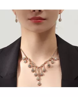 Набор 2 предмета: серьги, колье «Элит» водопад, цвет белый в золоте, 30 см арт. СМЛ-257082-2-СМЛ0009682209