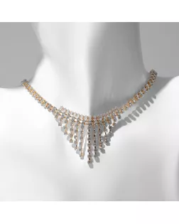 Колье «Водопад» мини, цвет белый в золоте, 30 см арт. СМЛ-257316-2-СМЛ0009690620