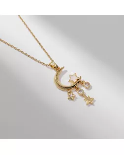 Кулон «Полумесяц» со звёздами, цвет белый в золоте, 40 см арт. СМЛ-278884-1-СМЛ0009690832