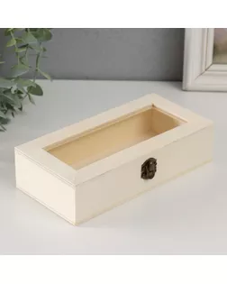 Шкатулка дерево под роспись со стеклом "Прямоугольная" замок пряжка 18,5х9х4,5 см арт. СМЛ-257787-1-СМЛ0009703466