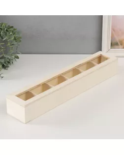 Шкатулка дерево под роспись со стеклом с делениями "Прямоугольная" без замка 45х8,5х6,5 см арт. СМЛ-257800-1-СМЛ0009703489