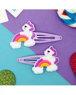 Невидимка для волос "Абель" (набор 2 шт) единорожек на радуге, 5 см , фиолетово-белый арт. СМЛ-257919-2-СМЛ0009708985