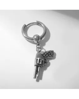 Пирсинг в ухо «Кольцо» револьвер, d=15 мм, цвет серебро арт. СМЛ-283084-1-СМЛ0009709170