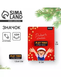Значок новогодний «Новый год: радуйте близких» 4 х 1,5 см арт. СМЛ-258060-1-СМЛ0009710076