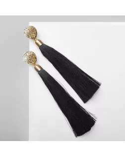 Серьги «Кисти» классика, цвет чёрный в золоте, L кисти 9,5 см арт. СМЛ-258795-2-СМЛ0009757004