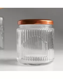 Банка для свечей стекло с крышкой "Вертикальные полоски" прозрачная 275 мл 7,5х7,5х8,5 см арт. СМЛ-258820-2-СМЛ0009759032