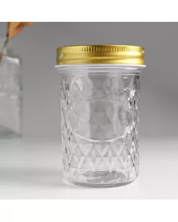 Банка для свечей стекло с крышкой "Ромбы" прозрачная 250 мл 7х7х10,5 см арт. СМЛ-258821-2-СМЛ0009759034