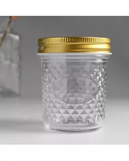 Банка для свечей стекло с крышкой "Ромбы" прозрачная 200 мл 7х7х8,5 см арт. СМЛ-258821-3-СМЛ0009759035