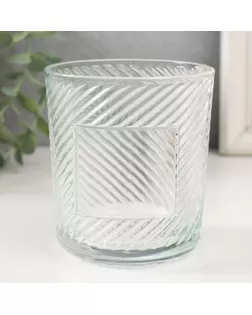 Банка для свечей стекло "Наклонные линии" прозрачная 350 мл 8,5х8,5х10 см арт. СМЛ-259042-1-СМЛ0009765354