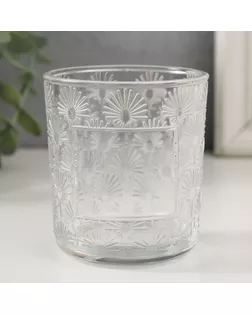 Банка для свечей стекло "Цветочки" прозрачная 200 мл 7,5х7,5х8,2 см арт. СМЛ-259046-1-СМЛ0009765367