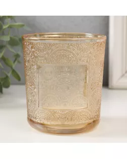 Банка для свечей стекло "Сиеста" прозрачный оранжевый 350 мл 8,5х8,5х10 см арт. СМЛ-259048-1-СМЛ0009765370