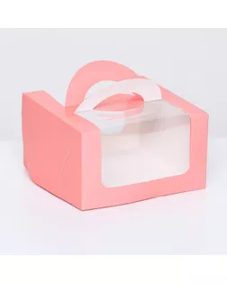 Коробка под бенто-торт с окном, розовый, 14 х 14 х 8 см арт. СМЛ-267496-1-СМЛ0009784532