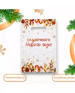 Пакет "Сказочного Нового Года", полиэтиленовый с вырубной ручкой, 20х30 см, 30 мкм арт. СМЛ-259744-1-СМЛ0009803237