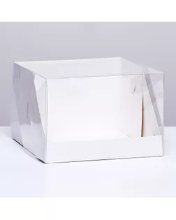 Кондитерская коробка с пластиковой крышкой, белая 20,5 х 20,5 х 14 см арт. СМЛ-260145-1-СМЛ0009841253