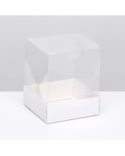 Коробка для пирожных, белый , 14,5 х 14,5 х 17,5 см. Кондитерская упаковка арт. СМЛ-260233-1-СМЛ0009847830