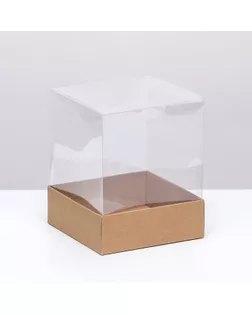Коробка для пирожных, крафт , 14,5 х 14,5 х 17,5 см. Кондитерская упаковка арт. СМЛ-260234-1-СМЛ0009847831