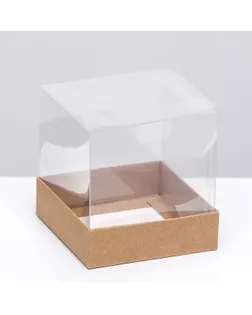 Коробка для пирожных, крафт, 10 х 10 х 10 см. Кондитерская упаковка арт. СМЛ-260236-1-СМЛ0009847833