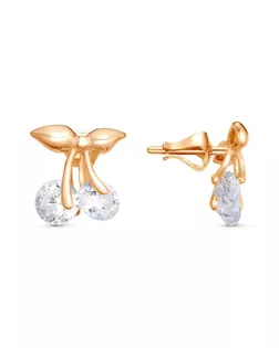 Пусеты «Вишенки», розовое золочение, белые арт. СМЛ-280873-1-СМЛ0009873628