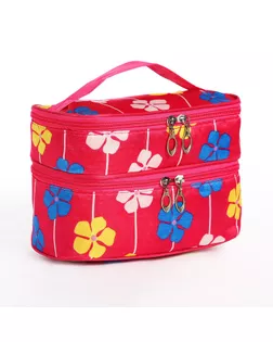 Косметичка, 2 отдела на молниях, с ручкой, цвет малиновый арт. СМЛ-260763-3-СМЛ0009878988