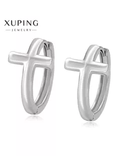 Серьги-кольца XUPING крест, цвет серебро арт. СМЛ-238689-2-СМЛ0009879055
