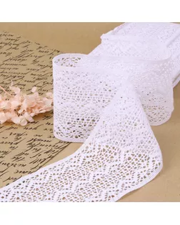 Кружево вязаное, 115 мм × 10 ± 1 м, цвет белый арт. СМЛ-261535-2-СМЛ0009898233