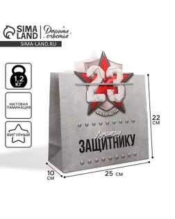 Пакет подарочный, упаковка, «С 23 февраля», 25 х 26 х 10 см арт. СМЛ-261974-1-СМЛ0009907169