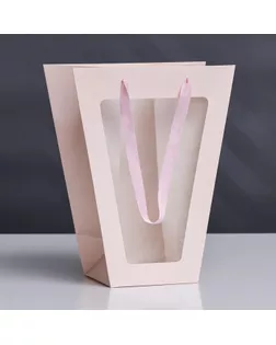 Пакет-переноска для цветов 18 × 14 × 35 х 28 см, розовый арт. СМЛ-262550-1-СМЛ0009919326