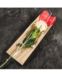 Пакет-конус для цветов, "Это для тебя", крафт+ красный, 14х40 см арт. СМЛ-264013-1-СМЛ0009953875