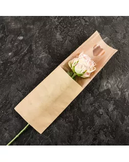 Пакет-конус для цветов, "Люблю", крафт, 14х40 см арт. СМЛ-264021-1-СМЛ0009953883