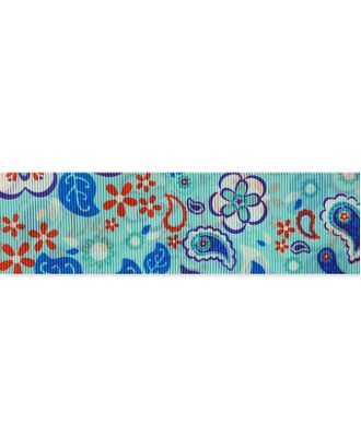 Лента репсовая SAFISA с рисунком ш.3,9см (02 голубой) арт. ГЕЛ-5853-1-ГЕЛ0109375