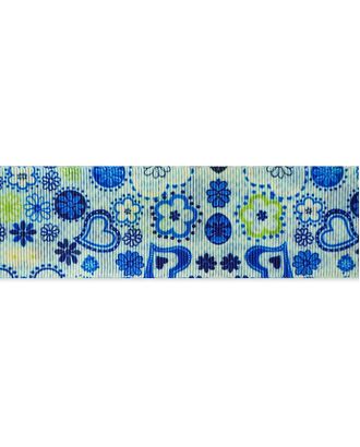 Лента репсовая SAFISA с рисунком ш.3,9см (02 голубой) арт. ГЕЛ-17393-1-ГЕЛ0109378