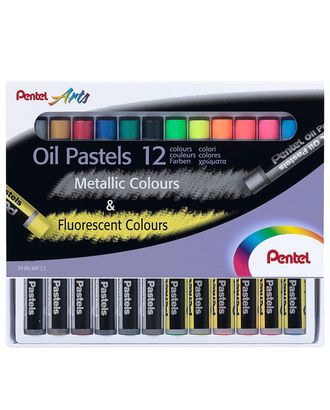"Pentel" Пастель масляная в картоне, флуоресцентная 6 цв. + металлик 6 цв. 12 цв. арт. ГММ-116378-1-ГММ098974578274